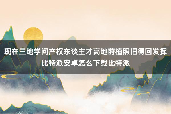 现在三地学问产权东谈主才高地莳植照旧得回发挥比特派安卓怎么下载比特派