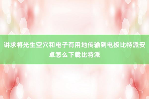 讲求将光生空穴和电子有用地传输到电极比特派安卓怎么下载比特派