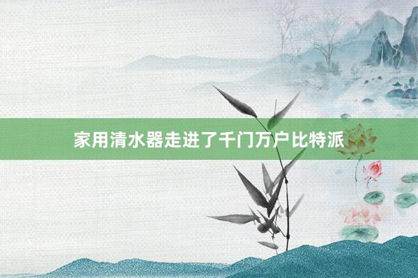 家用清水器走进了千门万户比特派