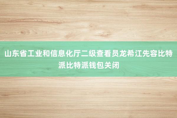 山东省工业和信息化厅二级查看员龙希江先容比特派比特派钱包关闭