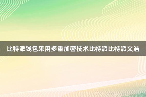 比特派钱包采用多重加密技术比特派比特派文浩