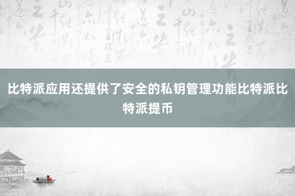 比特派应用还提供了安全的私钥管理功能比特派比特派提币