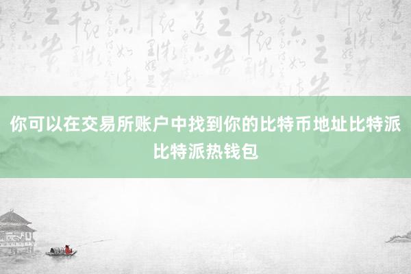 你可以在交易所账户中找到你的比特币地址比特派比特派热钱包