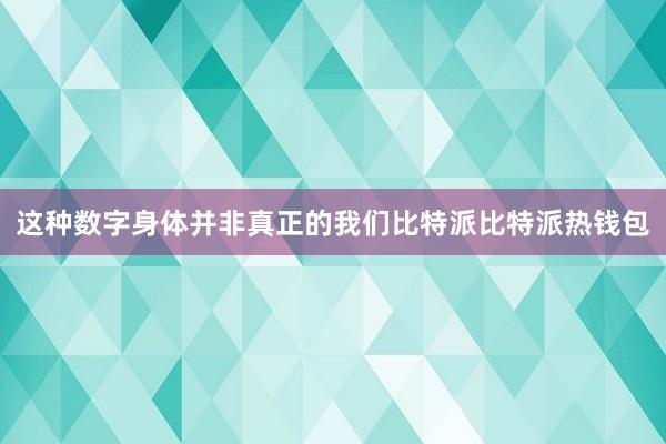 这种数字身体并非真正的我们比特派比特派热钱包