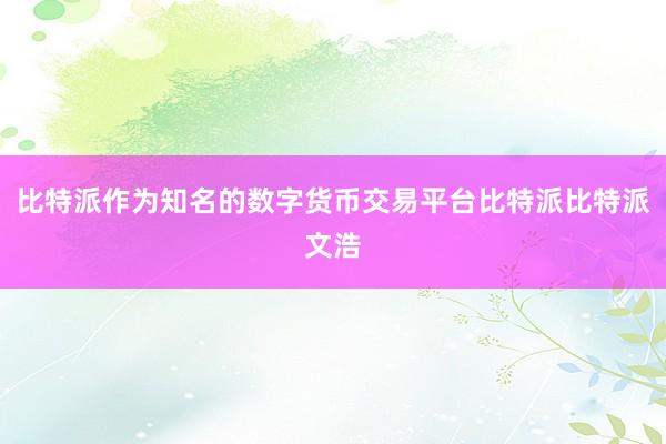 比特派作为知名的数字货币交易平台比特派比特派文浩