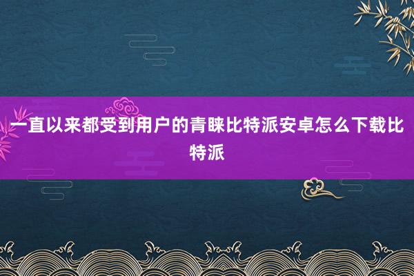 一直以来都受到用户的青睐比特派安卓怎么下载比特派