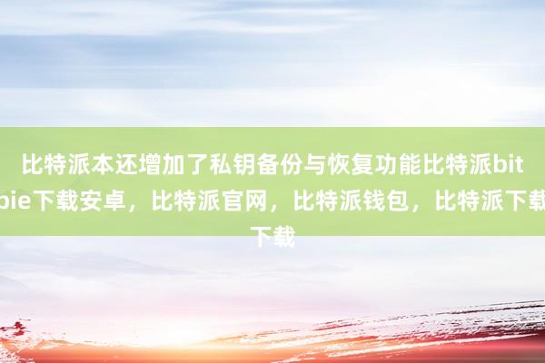 比特派本还增加了私钥备份与恢复功能比特派bitpie下载安卓，比特派官网，比特派钱包，比特派下载