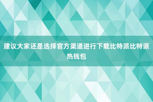 建议大家还是选择官方渠道进行下载比特派比特派热钱包