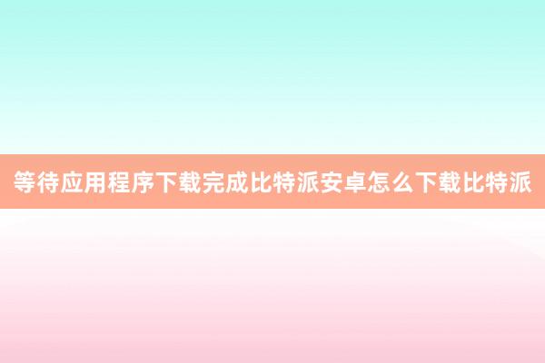 等待应用程序下载完成比特派安卓怎么下载比特派