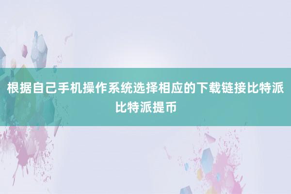 根据自己手机操作系统选择相应的下载链接比特派比特派提币