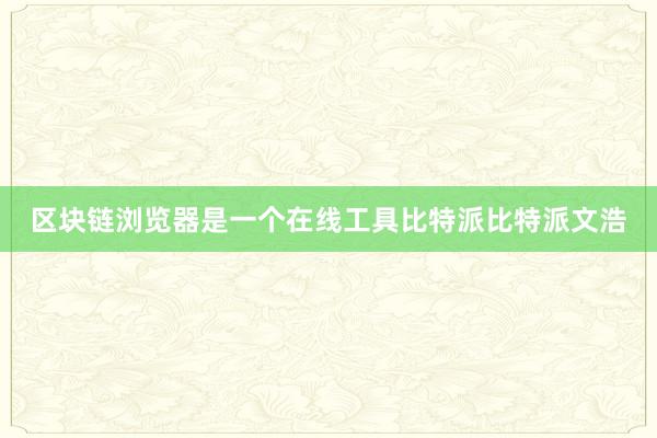 区块链浏览器是一个在线工具比特派比特派文浩