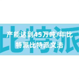 产能达到45万吨/年比特派比特派文浩