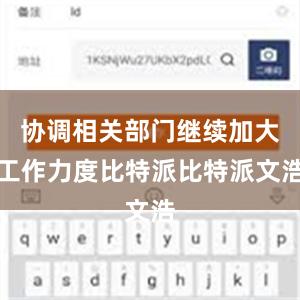 协调相关部门继续加大工作力度比特派比特派文浩